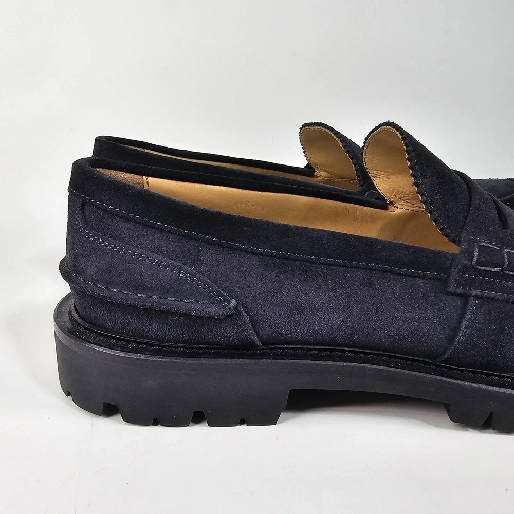 Scarosso Nick Wooster Chunky Loafers Men 13 46 Navy Suede Vibram Lug Soles Italy